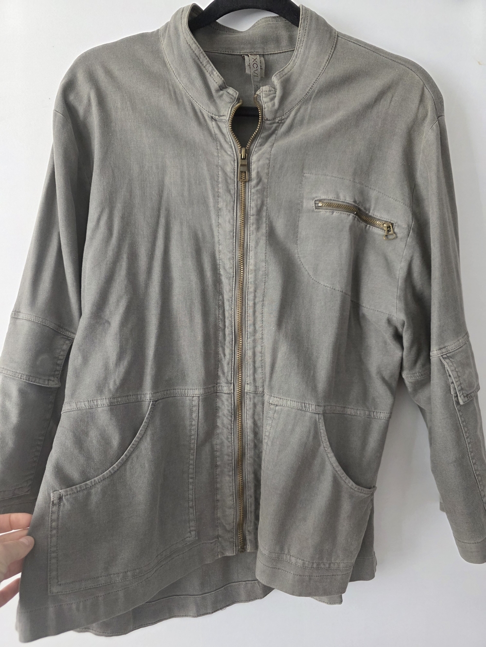 XCVI Olive Green Utility Zip Jacket